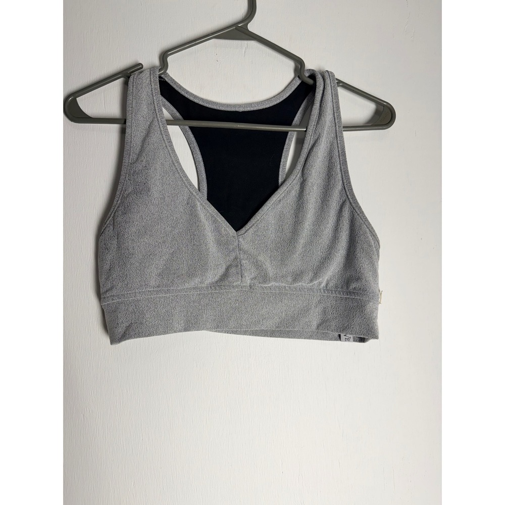 Five the Label Heather Grey Terry Cloth Sports Bra V-Neck Racerback Activewear